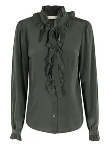 Шелковая блузка с оборками Ulla Johnson, зеленый