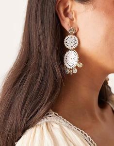 Серьги-подвески с деталями в стиле бохо и золотистыми монетами-подвесками Asos Design