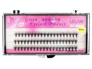 Шелковые ресницы Lelani в пучках, С-завиток, 9мм, 60 шт.
