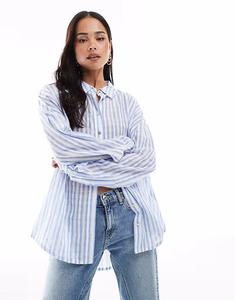 Пляжная рубашка Cotton On с текстурой в синюю полоску Cotton:On