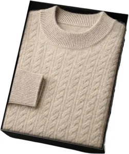 Мужской свитер из кашемира, круглый вырез, двойная вязка SIDUFHAOPKLL