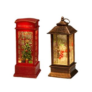Настольная лампа Division Of Enterprises Square Telephone Booths, романтичная винтажная премиум-кристальная лампа SIQISI, telephone booths christmas trees water filling+lantern snowman water filling