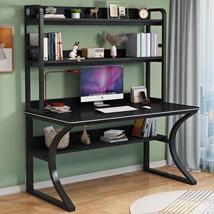 Компьютерный стол Xinmeikai с полкой, 140x60x170 см, черная рама + карбон