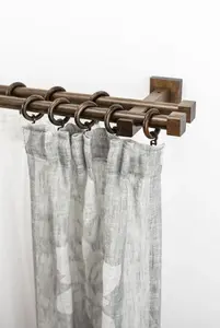 Карниз для штор GARESA "CUBUS", 2 направляющие, желаемая длина, комплект для штор, выдвижной, торцевая заглушка, с кольцами 300 см, цвет nussbaum