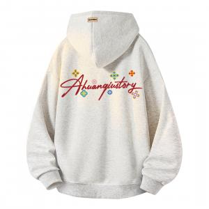 Толстовка Unisex Hooded Moderate Regular HUANQIU, белый heather серый (heavyweight thickened and fleece-lined)