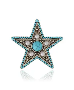 Бирюзовая брошь-звезда с кристальными акцентами Jessica Simpson, turquoise/gold