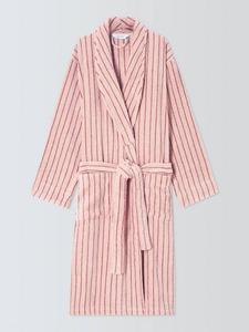 Египетский хлопковый халат Unisex в полоску John Lewis, Pale Pink/Dark Sand