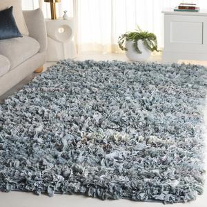 Ковер SAFAVIEH, 153 x 244 см, Rio Shag Collection, Light Grey, ручной работы, декоративный, идеален для помещений с высокой проходимостью в гостиной, спальне (SG951J)