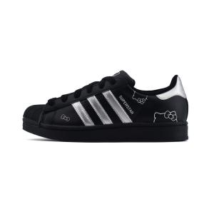 Adidas Originals Superstar 2 Kitten устойчивые к истиранию низкие детские скейтбординг кроссовки Black Silver Unisex