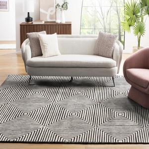 Ковер SAFAVIEH, 69 x 153 см, Metro Collection, Black & Beige, современный дизайн, идеально для помещений с высокой проходимостью: прихожая, ванная комната и домашний офис (MET454Z-25)