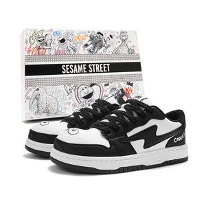 Увеличивающие рост балансирующие износостойкие легкие нескользящие кроссовки для скейтбординга унисекс SESAME STREET, Black White