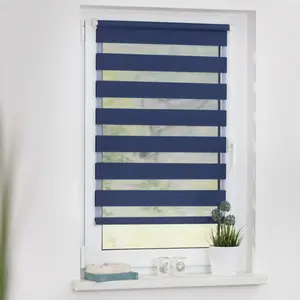 LICHTBLICK ORIGINAL двойные рулонные шторы «Duo Roller Blind Klemmfix, без сверления, с креплением», полупрозрачные, с креплением, легкая установка зажима без сверления. Подходит для окон и дверей, цвет blau + weiß