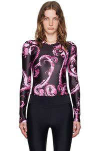 Хромовый боди в стиле кутюр Versace Jeans Couture, черный