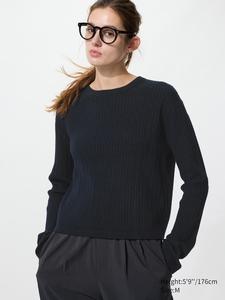 Джемпер с узором «мелкие косы» Uniqlo, 69 navy