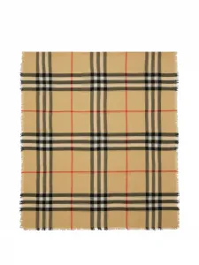 Шерстяной шарф в клетку BURBERRY, бежевый