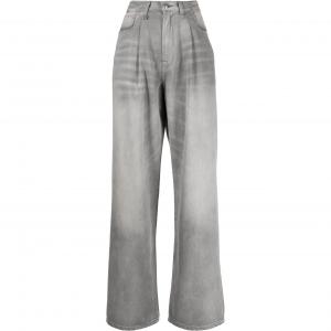 Джинсы с эффектом потертости завышенной талией R13, серые