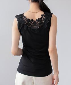 Майка Three Four Time/Front and back 2-way chemical lace tank top, цвет Black