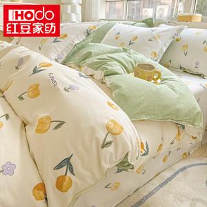 Red Bean Home Textiles Пододеяльник 200х230 см из 100% хлопка, цвет Tulip, простыня на резинке 180 см