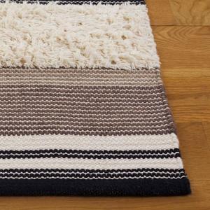 Ковер SAFAVIEH, 275 x 366 см, - коллекция Kenya - большой - Black & Ivory, ручной работы из шерсти, идеально для гостиной, спальни, столовой (KNY280Z)