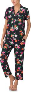 Пижама Kate Spade New York Short Sleeve Knit Cropped PJ Set, цвет Black Ground Floral