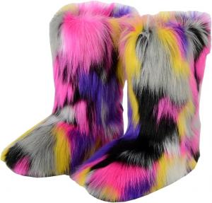 Детские зимние сапожки с искусственным мехом, теплые и пушистые Auhoho, Colorful 11