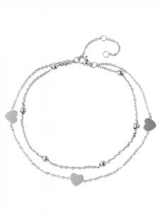 Adeliás Женский браслет в форме сердца из нержавеющей стали, 22,5 см, серебристый
