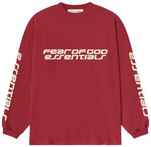 Футболка с длинными рукавами Fear of God Essentials 90-х годов, красный