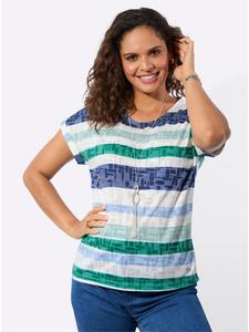 Рубашка с короткими рукавами из мятно-лаймового джинсового цвета в синюю полоску WITT WEIDEN