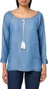 Женская рубашка Tommy Hilfiger из шамбре с длинными рукавами и глубоким вырезом, Light Indigo