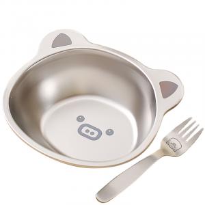 Чаши KAWASIMAYA, 304 Stainless Steel Kids' Bowl & Fork 2-Piece Set (Piglet)