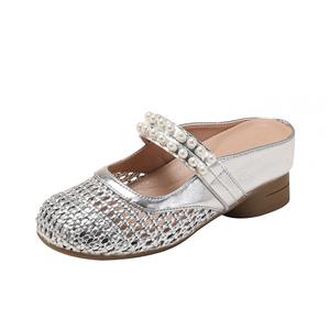 TATAYA Серебряные женские тапочки с закрытым носком и износостойкой резиновой подошвой, цвет Silver