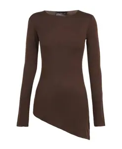 Топ с асимметричным подолом и высоким воротником. Cortana, коричневый