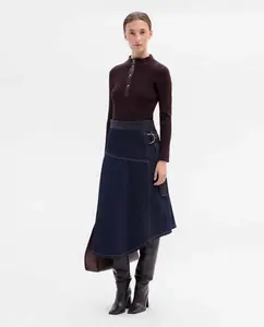 Перекрещенная юбка с декоративной строчкой Simorra, синий