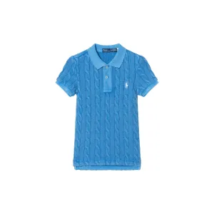 Поло Pony Вышитая Вязаная Поло Футболка Polo Ralph Lauren, Синий