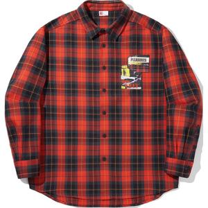 LiNing Рубашка PLEASURES мужская огненно-красная обсидианово-серая клетка