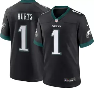 Альтернативная черная игровая майка Nike Youth Philadelphia Eagles Jalen Hurts #1