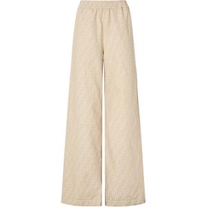 Широкие брюки-клёш из ткани шамбре FENDI, бежевый