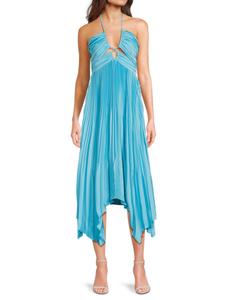 Платье миди с плиссировкой и халтером Ramy Brook, цвет Sky Blue