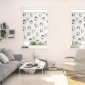 Жалюзи Plissee Klemmfix, без сверления, непроницаемые для света, Faces - черный непрозрачные, свободно свисающие Lichtblick Original, Schwarz + weiß + weiß