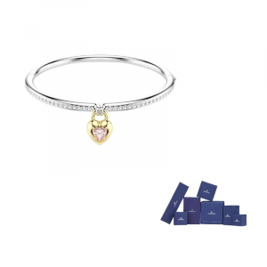 Браслет-сердце mixed-cuts Swarovski, розовый