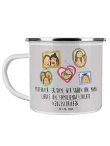 Эмалированная кружка для кемпинга с надписью Отчим любит в пастельно-сером цвете Mr. & Mrs. Panda