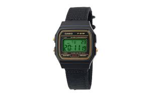 CASIO Мужские часы Retrofit Series с кварцевым механизмом и нейлоновым ремешком, черный циферблат