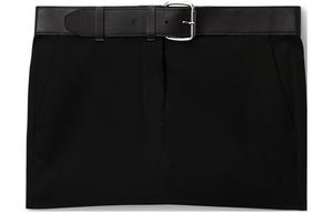 Кожаный ремень Шерстяная Мини-юбка Alexander Wang, Черный