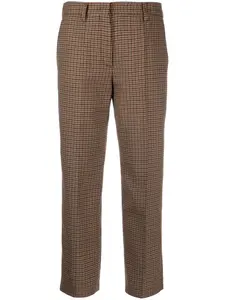 Шерстяные брюки в ломаную клетку Prada, коричневый