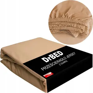 Простыня на резинке 140x200 хлопковый трикотаж ELASTIC бежевый польский DrBED