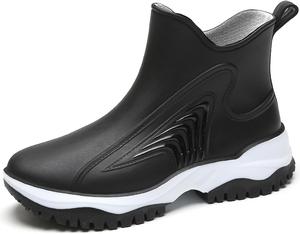 Женские короткие дождевые ботинки XUNRUO, водонепроницаемые, легкие, противоскользящие, для активного отдыха и модного образа, Black