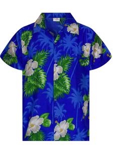 Рубашка на пуговицах классического кроя King Kameha Small Flower, темно-синий