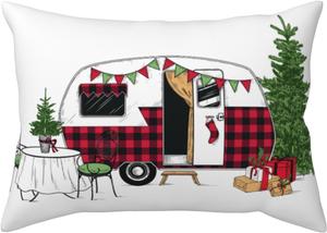 Pevtufa Чехол на подушку с принтом Vintage Buffalo Plaid Christmas Camper Vintage Buffalo Plaid Christmas Camper