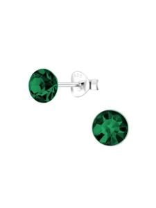 Alexander York Серьги-гвоздики с изумрудами CRYSTAL 6 мм из серебра 925 пробы, комплект из 2 штук