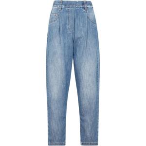 Джинсы с эластичным поясом и зауженным кроем Brunello Cucinelli, синий